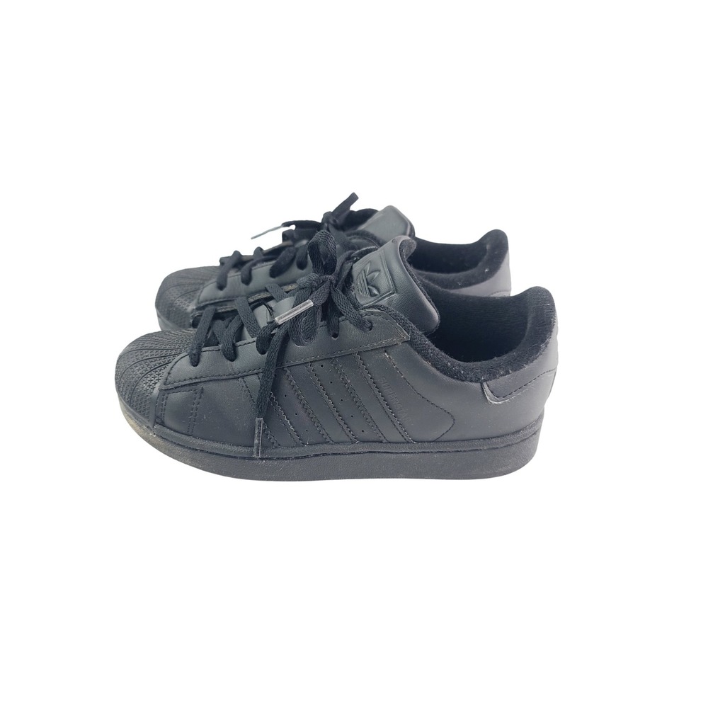Adidas, Leather Casual Superstar Sneakers, Boys, Size 2, Black Color
